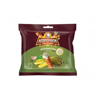 Сухарики 3 корочки ржаные Малосольные огурцы/соус Тартар 80г пп Праздничный Стол