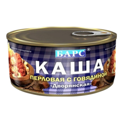 Каша Барс перловая Дворянская с говядиной 325г жб ключ Праздничный Стол