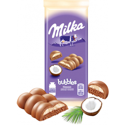 Шоколад Милка Баблс пористый молочный с кокосом 92г бк Праздничный Стол