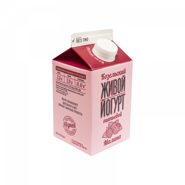 Йогурт фруктовый Малина 2,5% 450г тп Козельск БЗМЖ Праздничный Стол