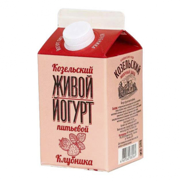 Йогурт Козельский питьевой Клубника 2,5% 450г тп БЗМЖ Праздничный Стол
