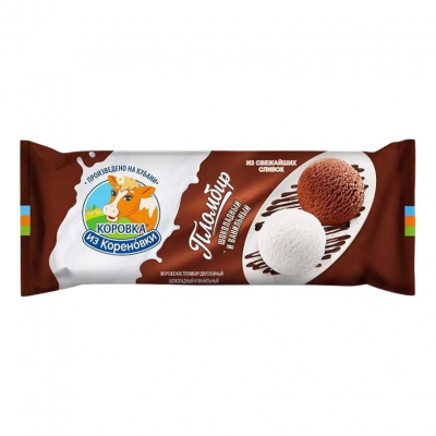 Мороженое Коровка из Кореновки пломбир Ваниль/шоколад 400г пп БЗМЖ Праздничный Стол