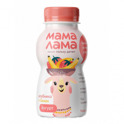 Йогурт Мама Лама Клубника/банан 2,5% 200г пб БЗМЖ Праздничный Стол