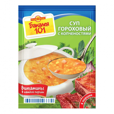 Суп Русский продукт Гороховый с копченостями +7 витаминов 65г пп Праздничный Стол