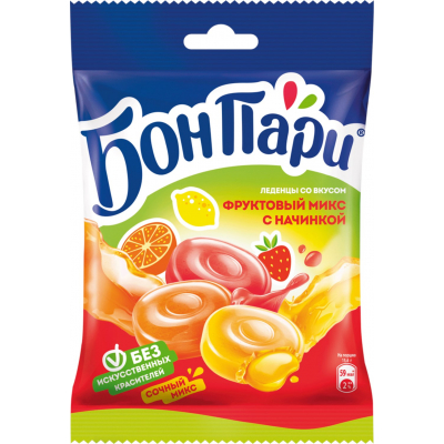 Леденцы Бон Пари Ассорти фруктовые 75г пп Праздничный Стол