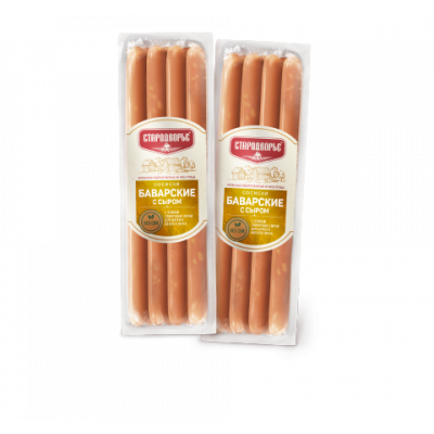 Сосиски Баварские с сыром 350г СТК Праздничный Стол