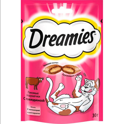 Корм Дримс Лакомые подушечки с говядиной 60г пп сухой Праздничный Стол