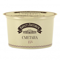 Сметана Брест-Литовская 15% 180г стакан БЗМЖ
