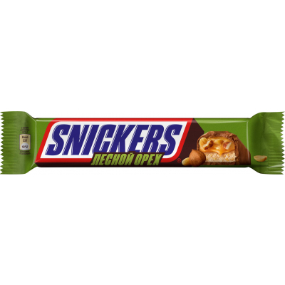 Шок батончик Сникерс С лесным орехом 2*40,5г 81г пп Праздничный Стол