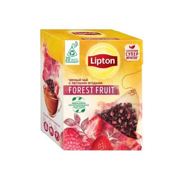 Чай Липтон черный Лесные ягоды 20*1,7г пирамидки с/я бк Праздничный Стол