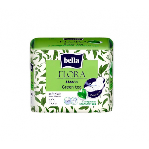 Прокладки Белла Флора с крылышками Зеленый чай 10шт Праздничный Стол