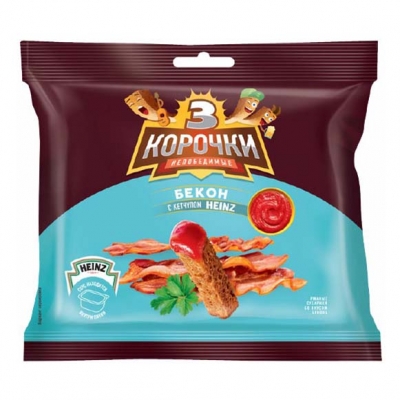 Сухарики 3 корочки ржаные Бекон/соус кетчуп 80г пп Праздничный Стол
