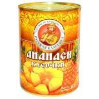 Ананасы Русская Классика кусочки в сиропе 580мл жб Праздничный Стол