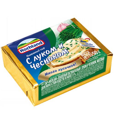 Сыр Хохланд плавленый С луком и чесноком 35% 50г фольга БЗМЖ Праздничный Стол