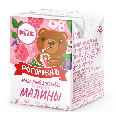 Коктейль Рогачев молочный Малина 2,5% 0,2л тп БЗМЖ Праздничный Стол