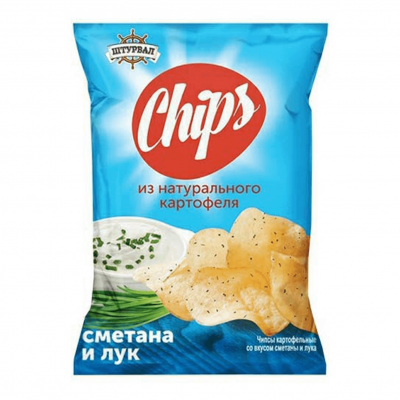 Чипсы Штурвал из натурального картофеля со вкусом сметаны и лука 70г Праздничный Стол