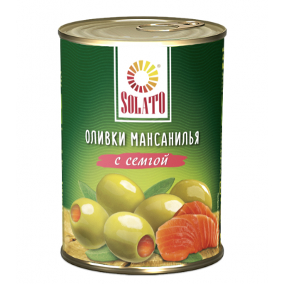 Оливки Солато с семгой 300мл жб ключ Праздничный Стол