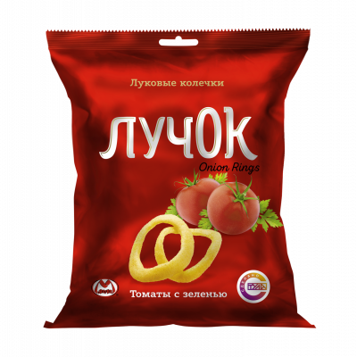 Снеки Луковые кольца Лучок со вкусом томата с зеленью 35г Праздничный Стол