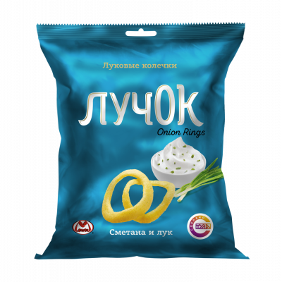 Снеки Луковые кольца Лучок со вкусом сметаны и лука 35г Праздничный Стол