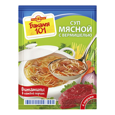 Суп Русский продукт Мясной с вермишелью +7 витаминов 60г пп Праздничный Стол